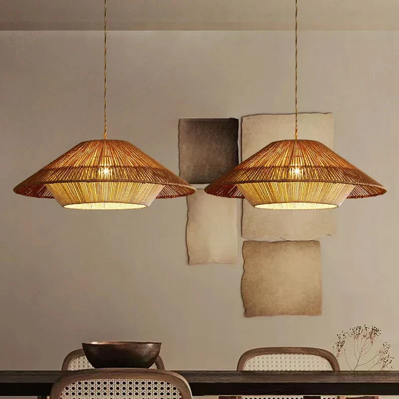 Aurelia Handwoven Natural Rattan Pendant Lights In Wabi-Sabi Style