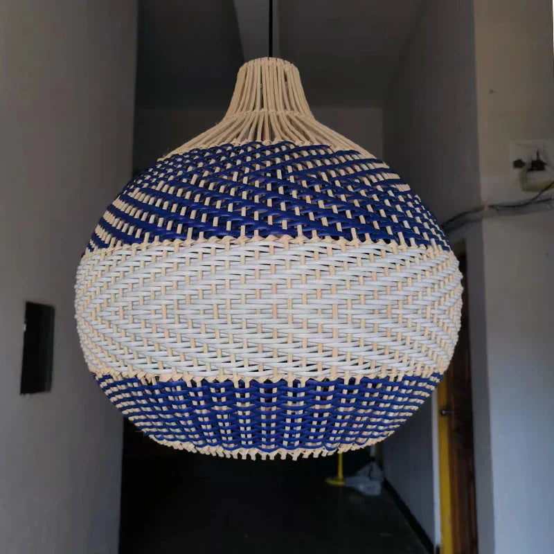Aurea Handwoven Rattan Pendant Light With Herringbone Pattern