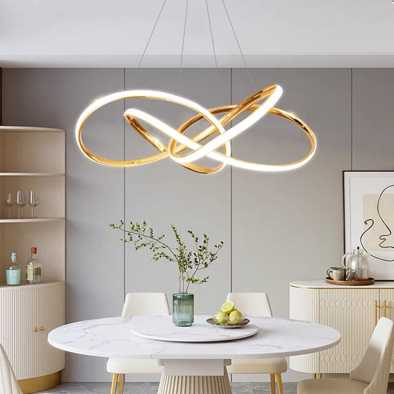 Aurelia Swirl Nordic Chandelier In Warm Gold With Dimmable LED Lighting