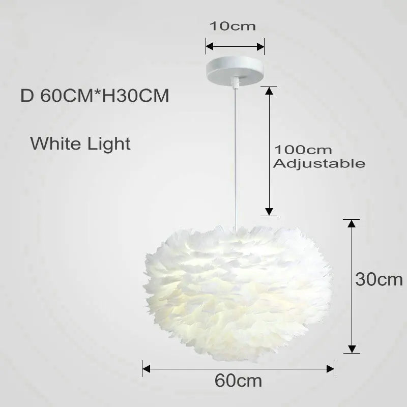 LyraFeather Feather Pendant Light With Soft White LED Glow