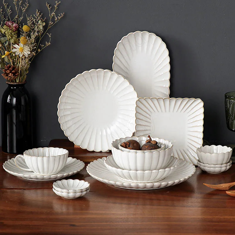 Azura Retro White Ceramic Plates