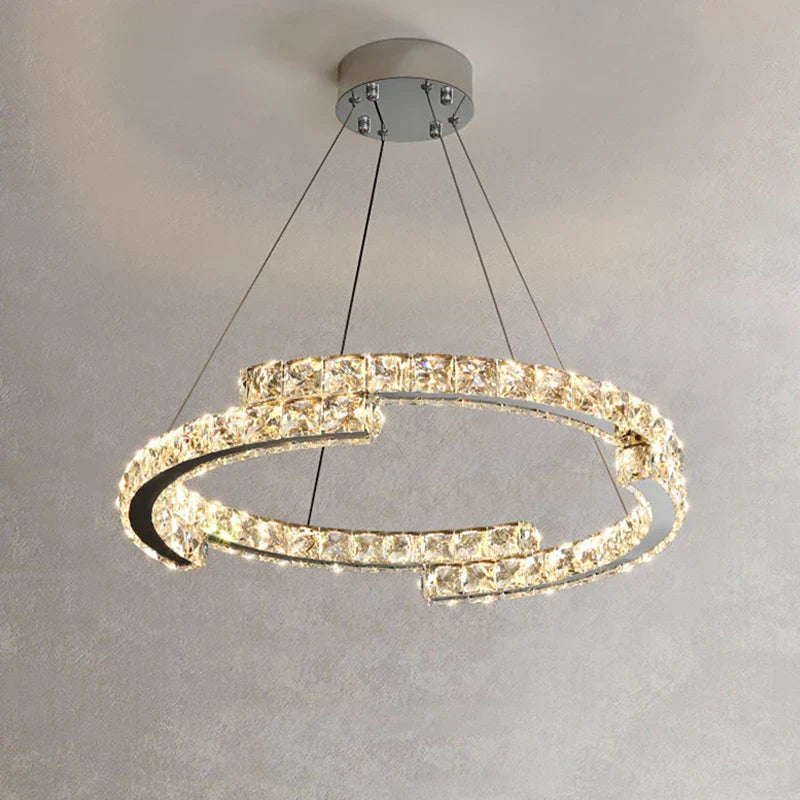 Aurelia Crystal Pendant Light In Stainless Steel With Warm Gold Finish
