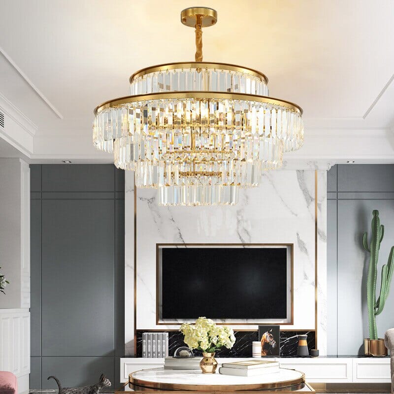 Aurelia Crystal Chandelier With Three-Tier Crystals In Matte Gold Finish