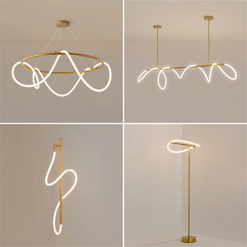 AstraLume Swirl LED Chandelier Collection in Golden Glow