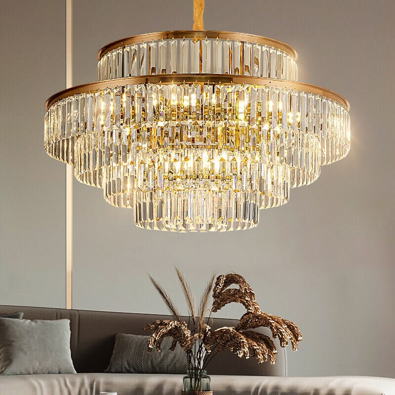 Aurelia Crystal Chandelier With Three-Tier Crystals In Matte Gold Finish