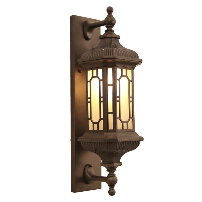 Aldren Frosted Glass Lantern Sconces Waterproof Porch Lights Black
