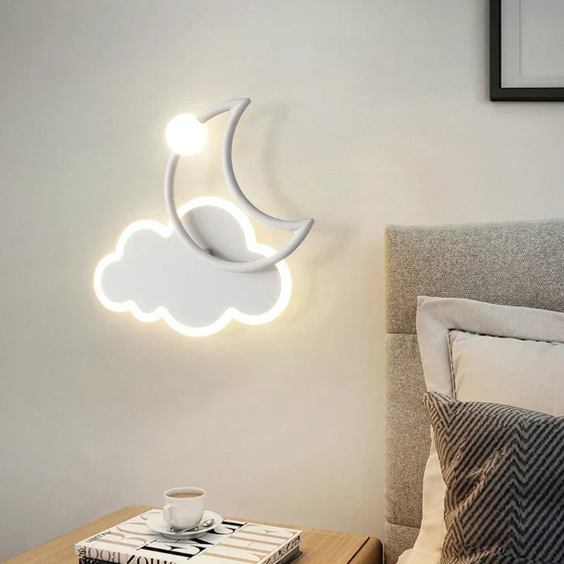 Lunara Cloud Moon LED Wall Light For Kids Bedroom With Gentle Night Glow