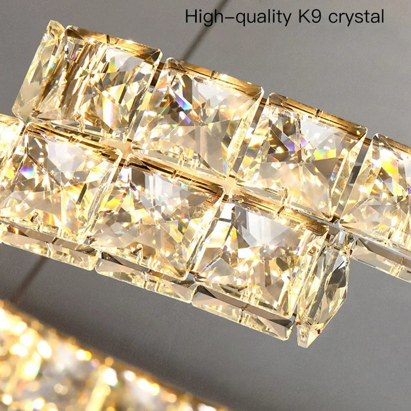 Aurelia Crystal Pendant Light In Stainless Steel With Warm Gold Finish