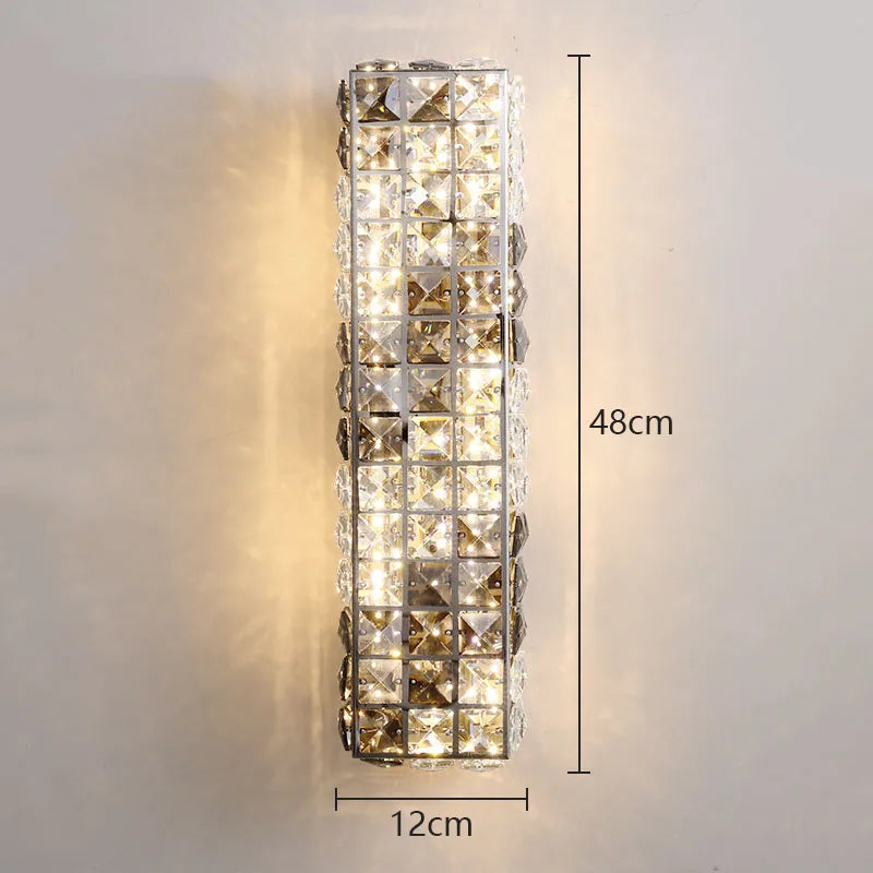 Lunara Crystal Wall Light | Modern Stainless Steel Glow