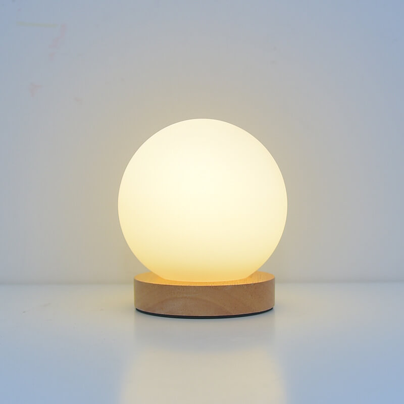 Lampada da comodino rotonda Aurelle ricaricabile USB a LED in stile moderno minimalista