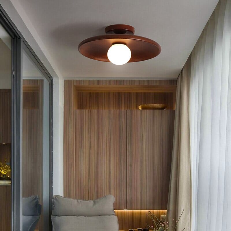 Azura Bamboo and Wood Ceiling Lamp Handcrafted LED Light Surface Mounted