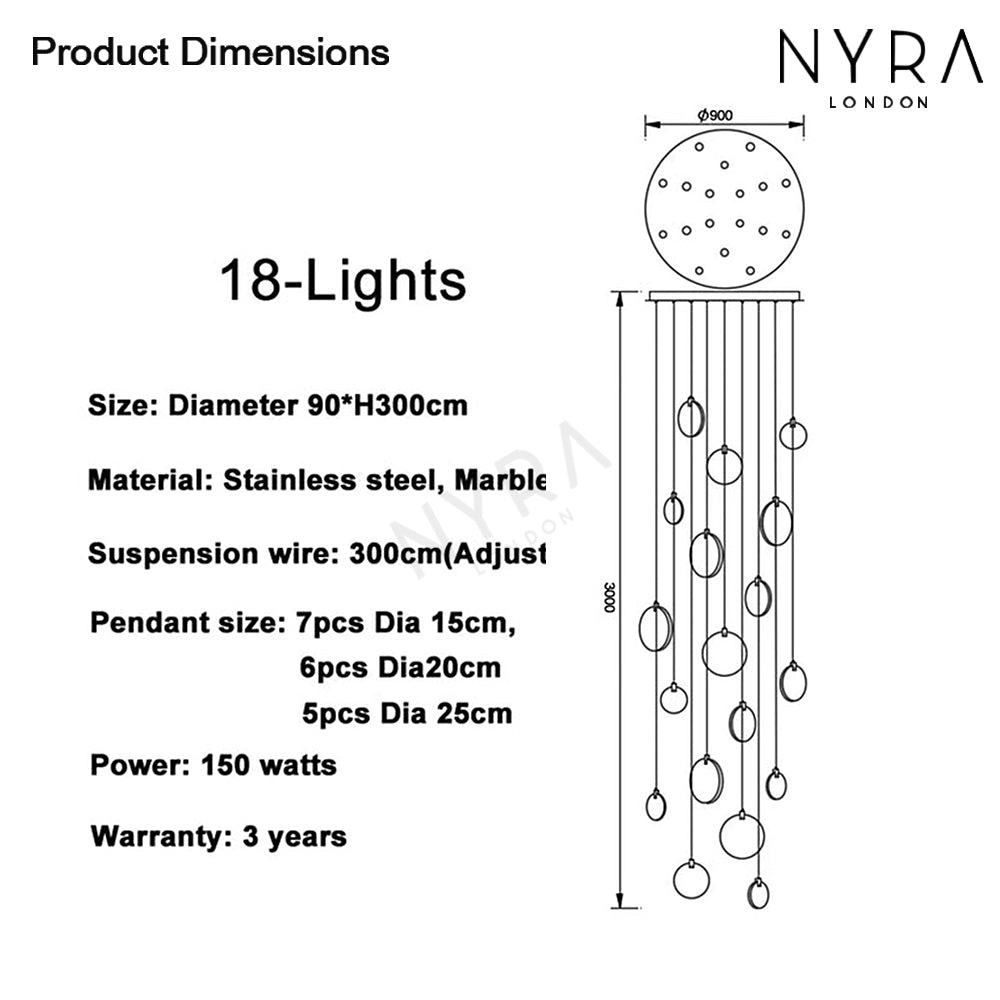 Liora Marble Crystal LED Pendant Lights For Warm Ambience