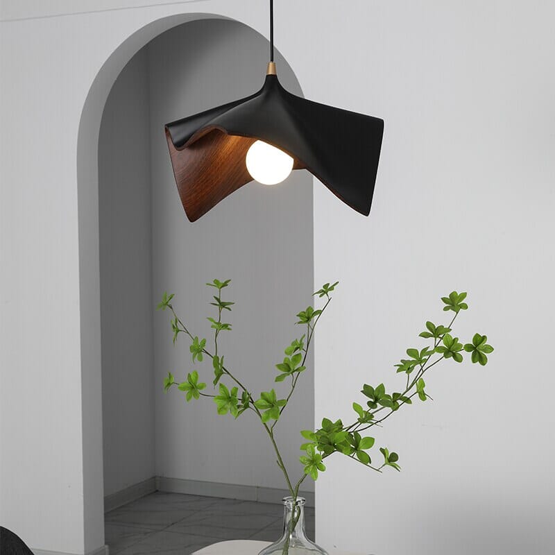 Folded Black Resin LED Pendant Lights With Adjustable Chain
