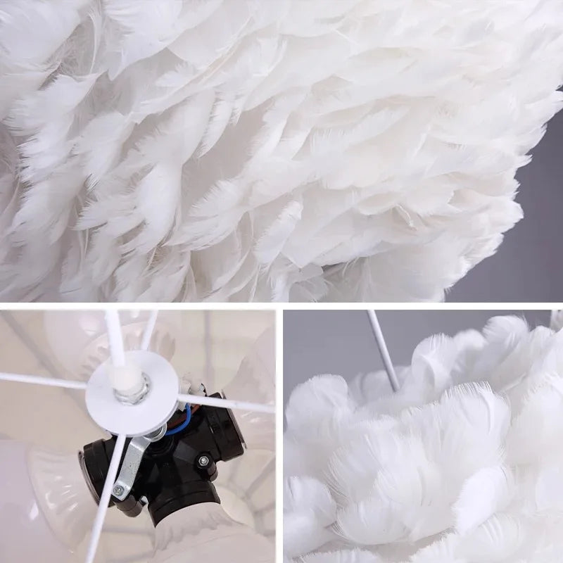 LyraFeather Feather Pendant Light With Soft White LED Glow