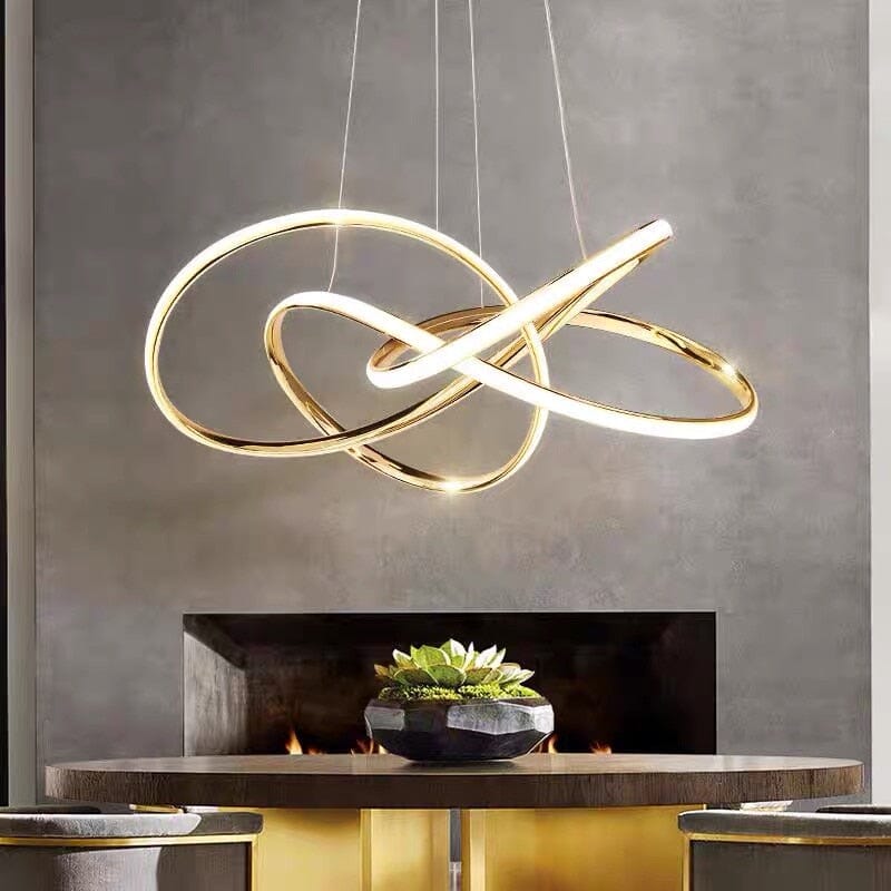 Aurelia Swirl Nordic Chandelier In Warm Gold With Dimmable LED Lighting