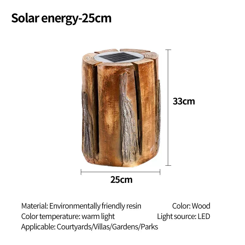 ForestGlow Outdoor Wood Stump Lamp Handcrafted From Reclaimed Logs