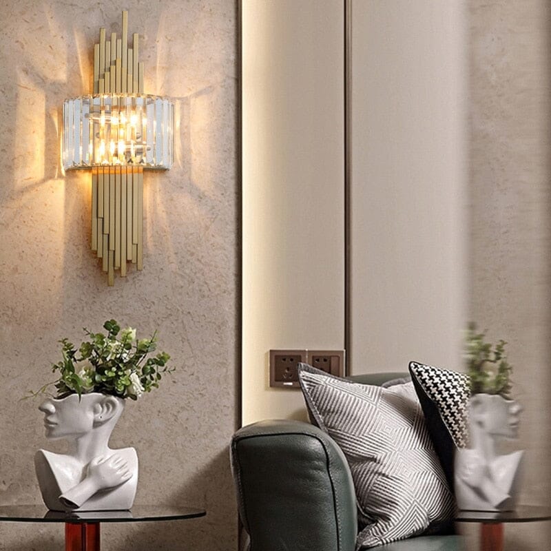 Liora Gold Crystal Wall Sconce Mini Chandelier for Small Rooms