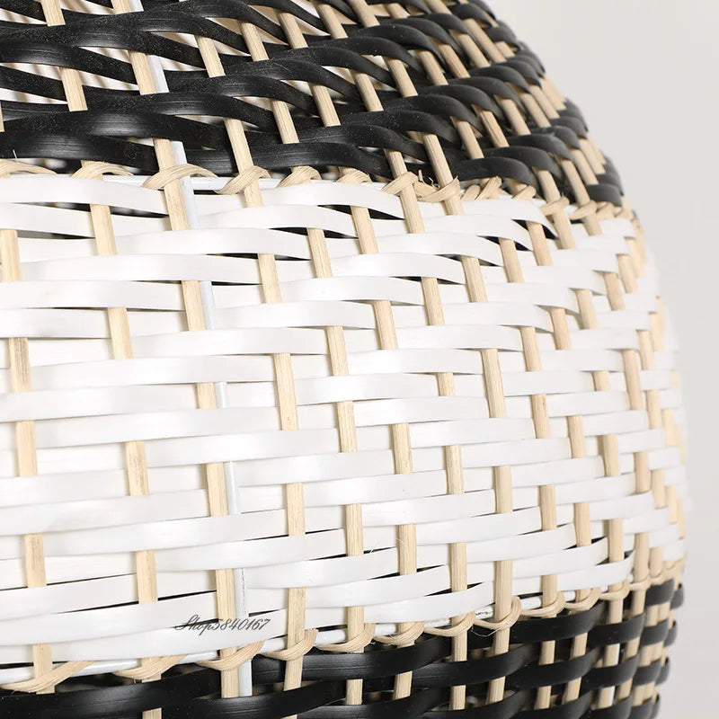 Aurea Handwoven Rattan Pendant Light With Herringbone Pattern