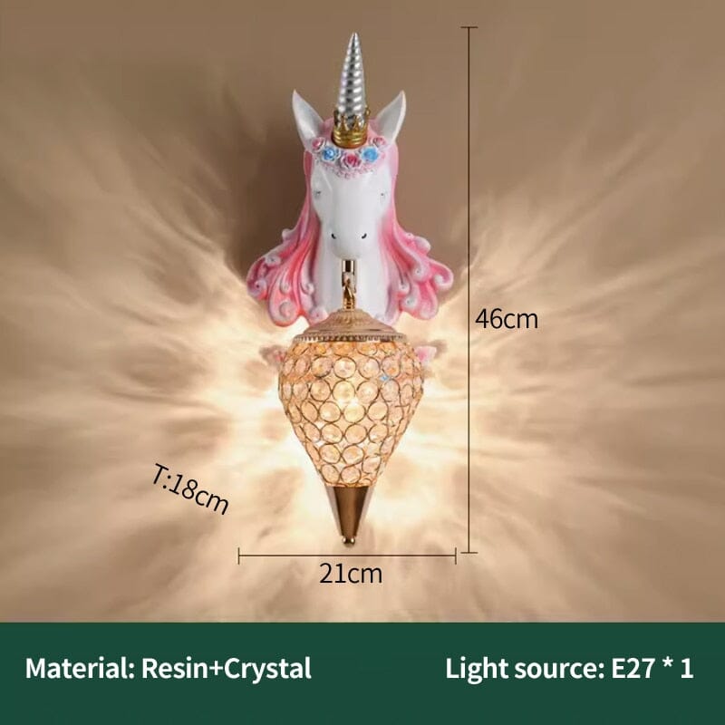 Enchanted Unicorn Resin Wall Light With Two Lampshades And Warm LED Glow
