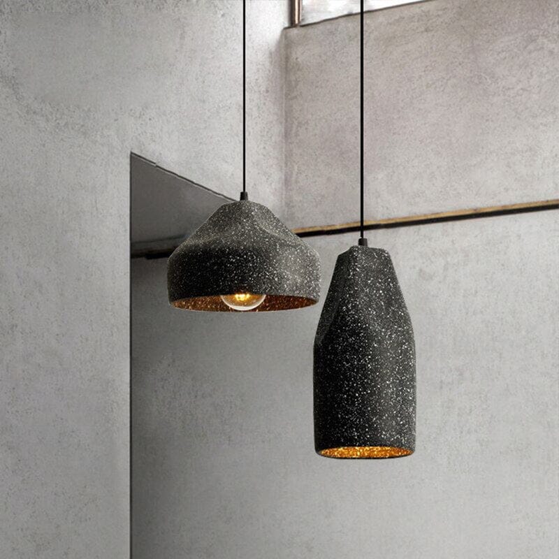 Industrial Terrazzo Cement Chandelier With Cord Pendant by Ardent Studio