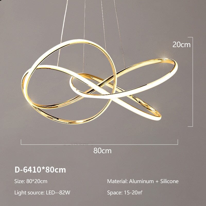 Aurelia Swirl Nordic Chandelier In Warm Gold With Dimmable LED Lighting