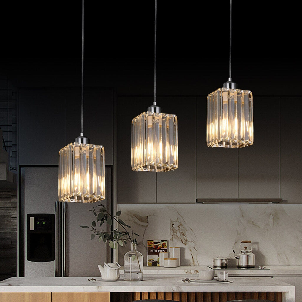 Liora Contemporary Crystal Glass Pendant Light For Living Rooms