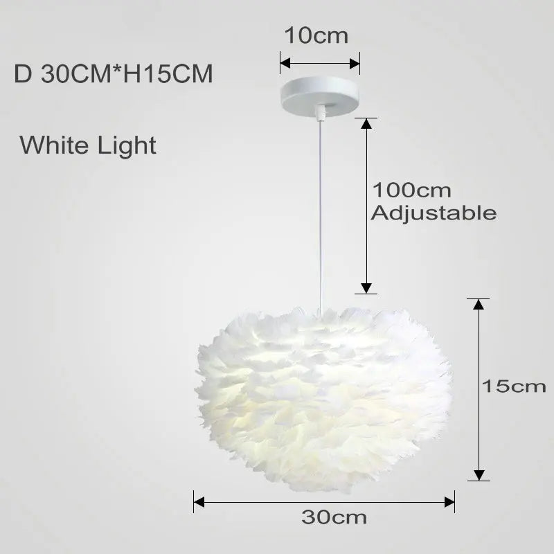 LyraFeather Feather Pendant Light With Soft White LED Glow