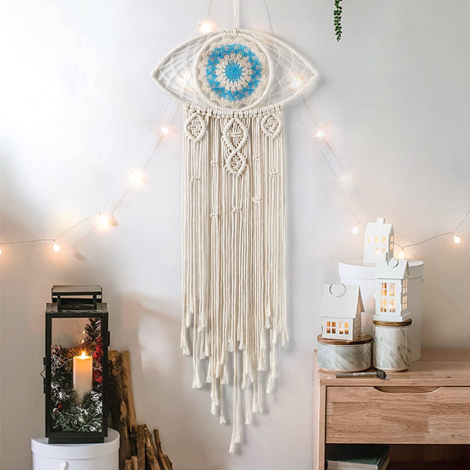 Lunara Boho Macrame Dream Catcher With Soft LED Lights