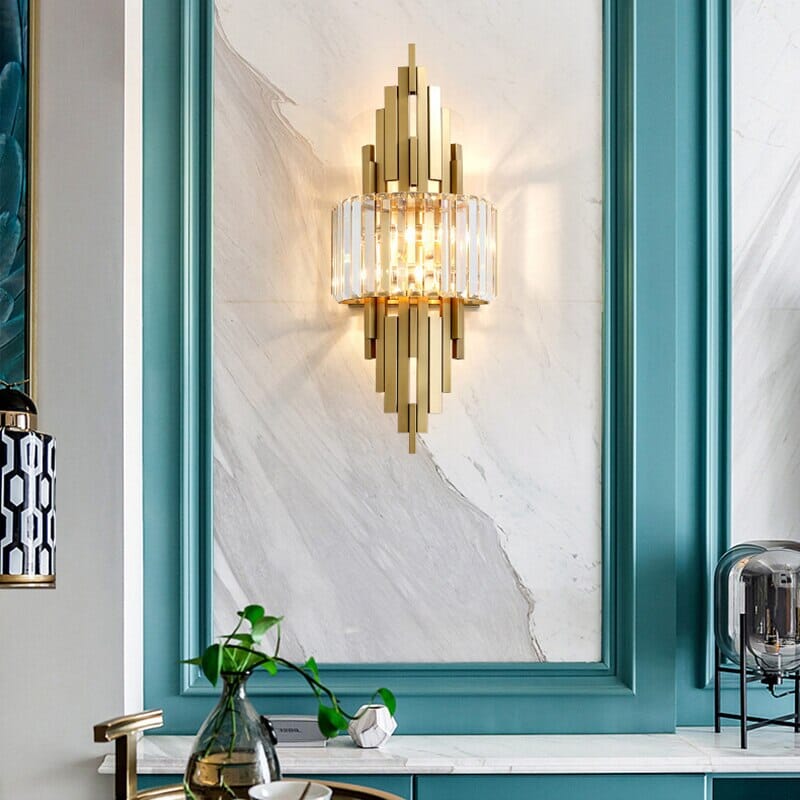 Liora Gold Crystal Wall Sconce Mini Chandelier for Small Rooms