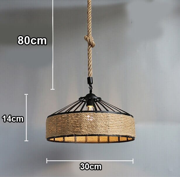 Lyra Hemp Rope Pendant Light With Retro Bar Lampshade