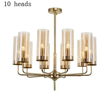 Luminere Blue Glass LED Chandelier With Gold-Plated Frame