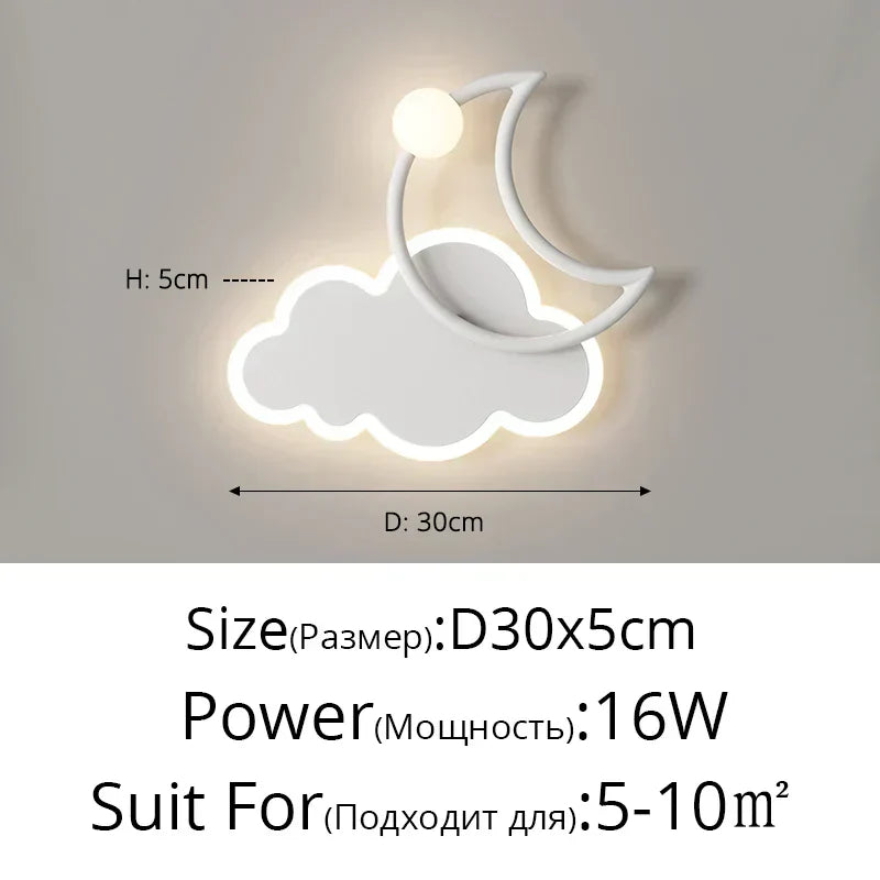Lunara Cloud Moon LED Wall Light For Kids Bedroom With Gentle Night Glow