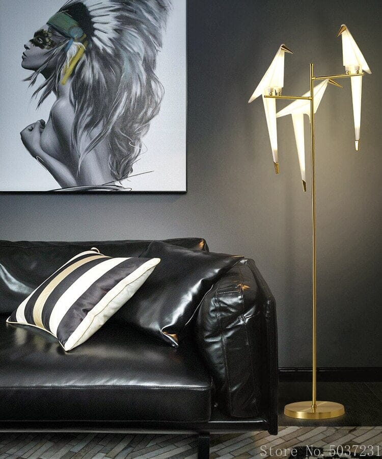 LyraBird Floor Lamp With Scandinavian Acrylic Bird Shade