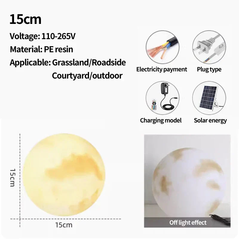 Lunara Nordic Outdoor Solar Moon Light Weatherproof Garden Glow