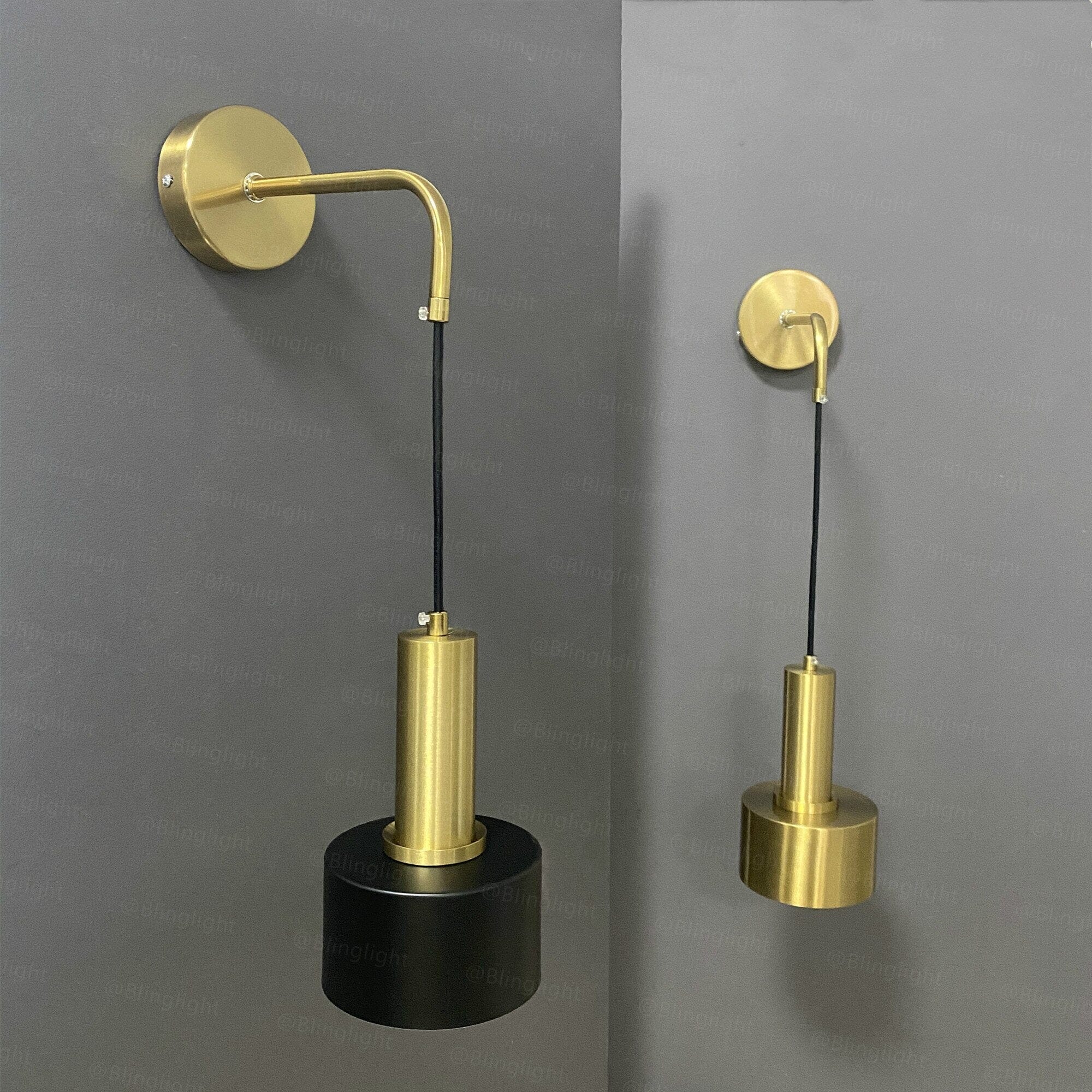 AuricNoir Modern Black and Gold Wall Sconce With LED Lighting