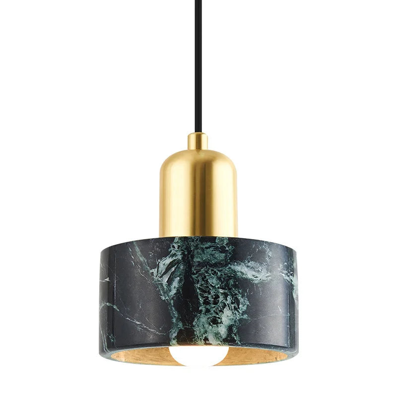 Cresta Marble Veined Pendant Light With Copper Accent