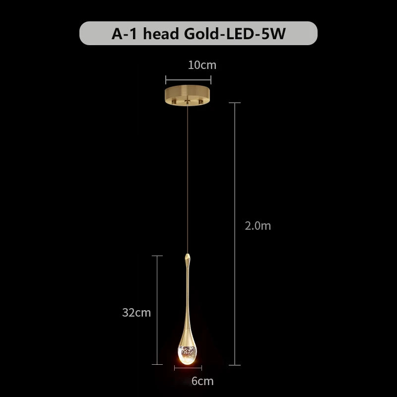 Lyra Teardrop Crystal Pendant Light for Dining Rooms