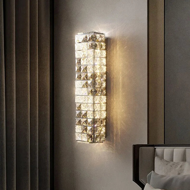 Lunara Crystal Wall Light | Modern Stainless Steel Glow