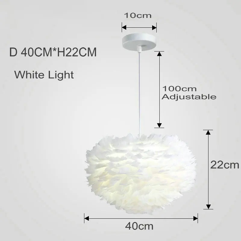 LyraFeather Feather Pendant Light With Soft White LED Glow