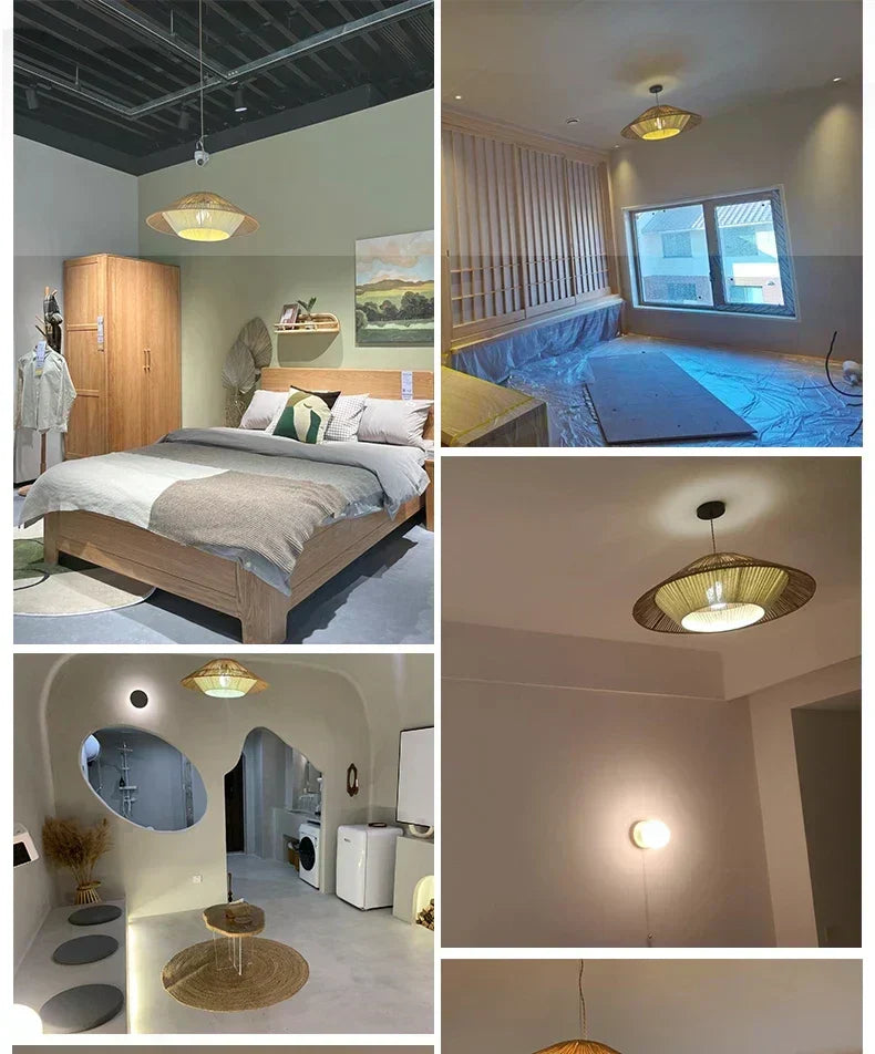 Aurelia Handwoven Natural Rattan Pendant Lights In Wabi-Sabi Style