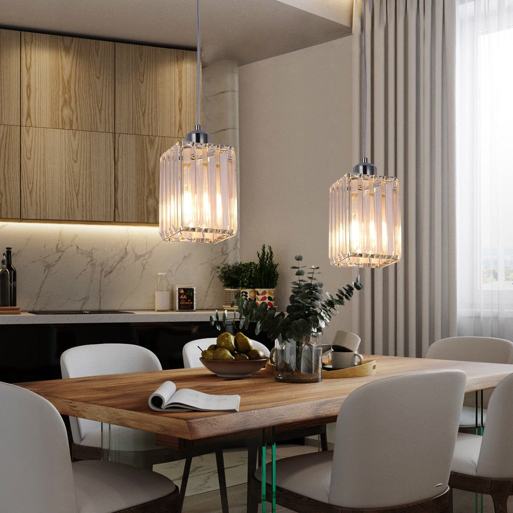 Liora Contemporary Crystal Glass Pendant Light For Living Rooms