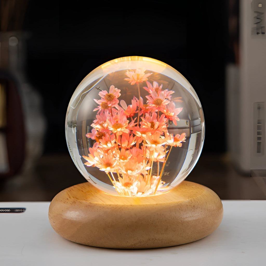 AuroraLeaf Dandelion Resin Night Light With LED Wooden Base