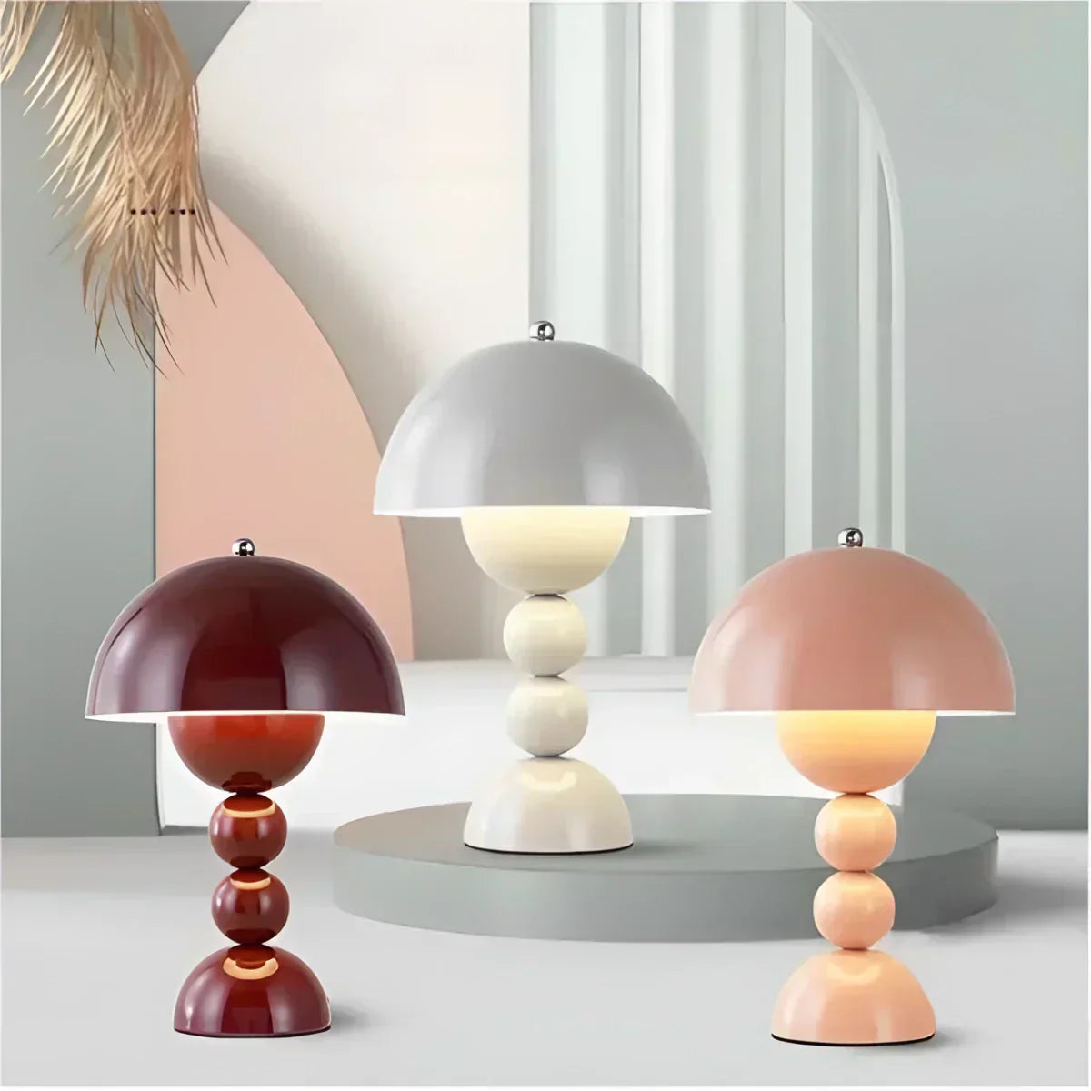 Luma kuppel bord- og skrivebordslampe mid-century soppstil med oppladbart batteri