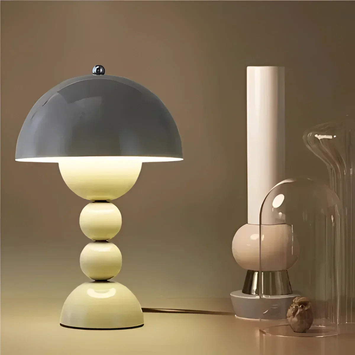 Luma kuppel bord- og skrivebordslampe mid-century soppstil med oppladbart batteri