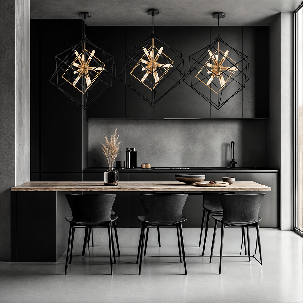 Aurelo Vintage Cube Pendant Lamp In Aged Brass For Dining Rooms