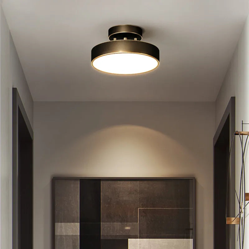 Aurea Brass Drum Ceiling Lamp With Tilt And White Acrylic Shade