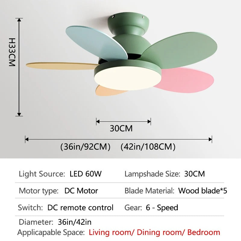 AuroraNova Ceiling Fan with Multicolored Blades and 60W LED Light