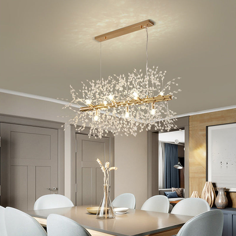 Lunaria White Gold Metal LED Pendant Lights For Dining