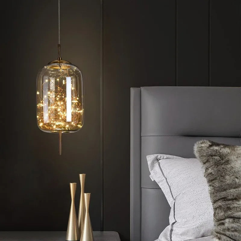 Astris Glow Glass Pendant Lamp With Smoky Shade For Celestial Ambience