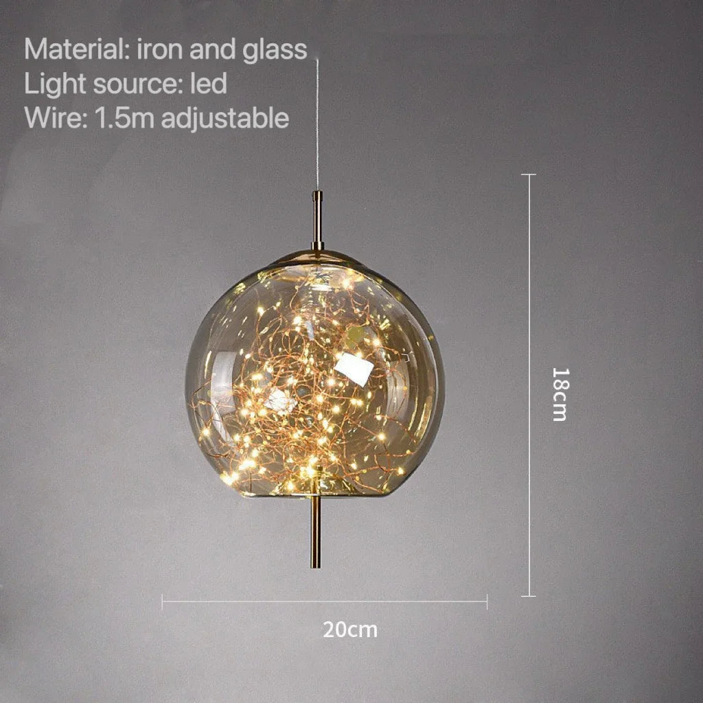 Astris Glow Glass Pendant Lamp With Smoky Shade For Celestial Ambience